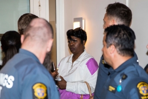  Renee Black, mother of A$AP Rocky, leaving the courtroom during the first day of the A$AP Rocky assault trial at the Stockholm city courthouse