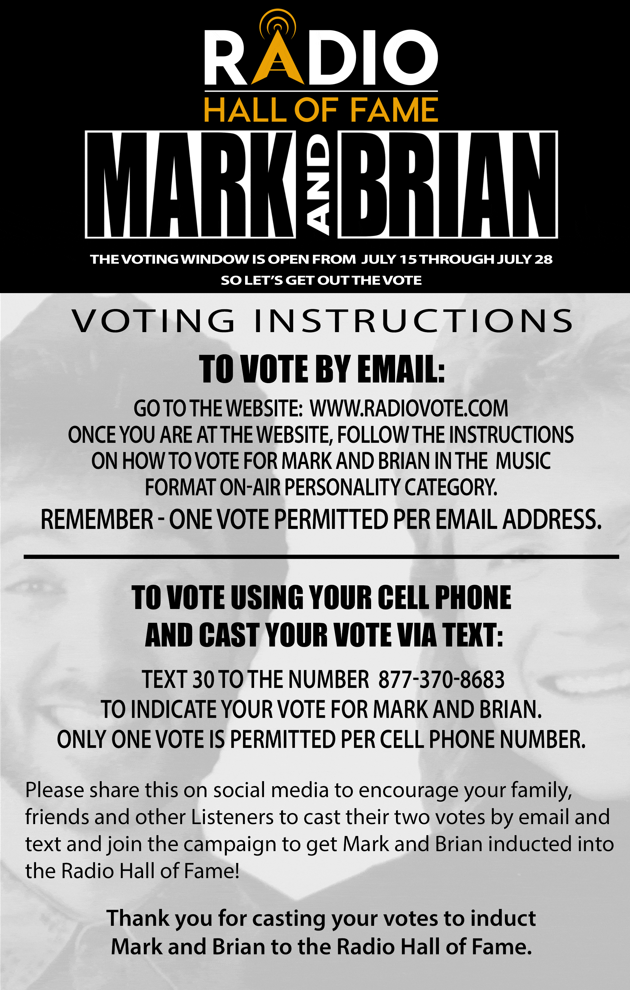 Vote Mark and Brian to the Radio Hall of Fame!